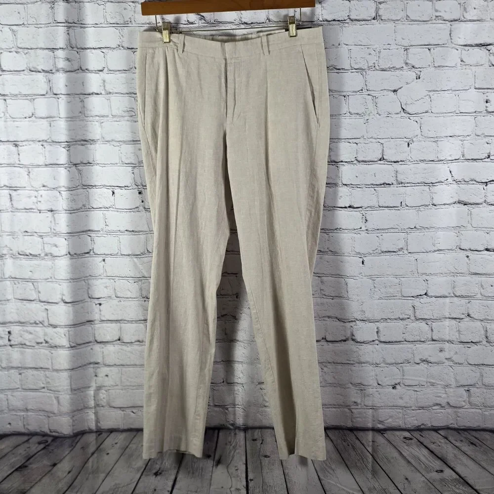Perry Ellis NWT Beige Linen Blend Pants Size 32x32